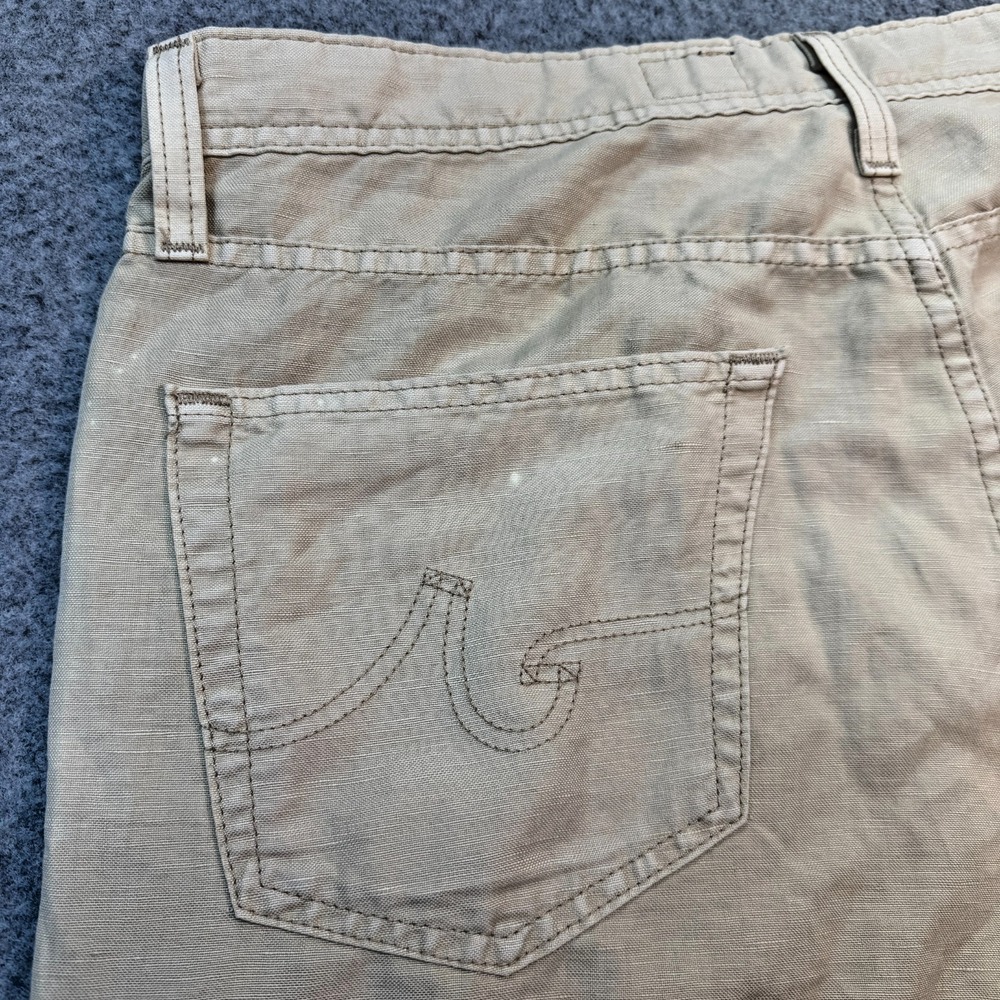 AG Adriano Goldschmied The Graduate Tailored Leg Khaki Linen Cotton Pants 36x28 - Picture 7 of 12